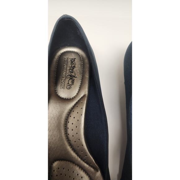 Coach and Four Abella Laura Navy Blue Peep Toe Kitten Heel Pumps Shoes SZ 8.5 - Picture 8 of 9